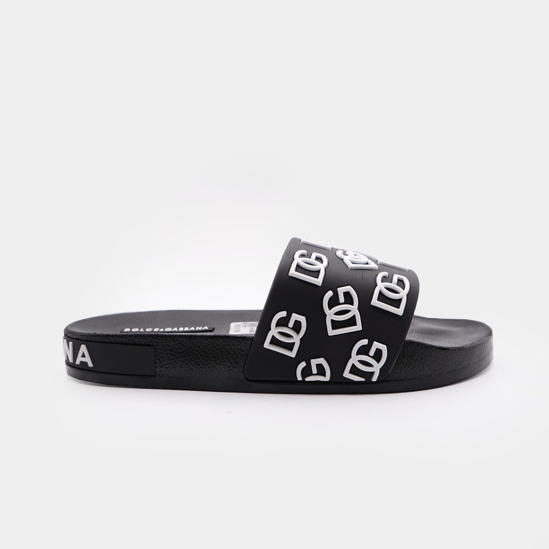 d&g all over logo embellished premium quality black medicated soft slipper