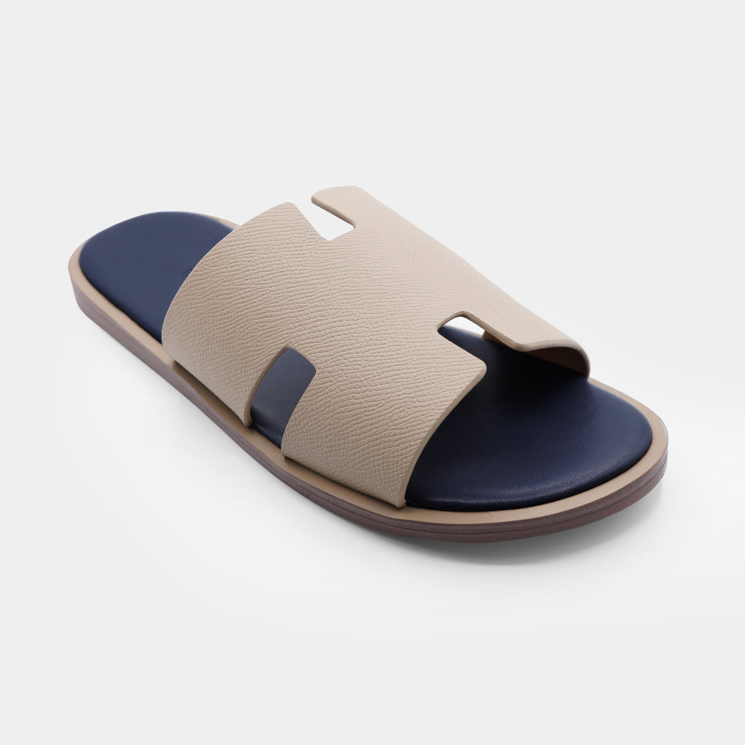 hermes high quality beige leather slipper