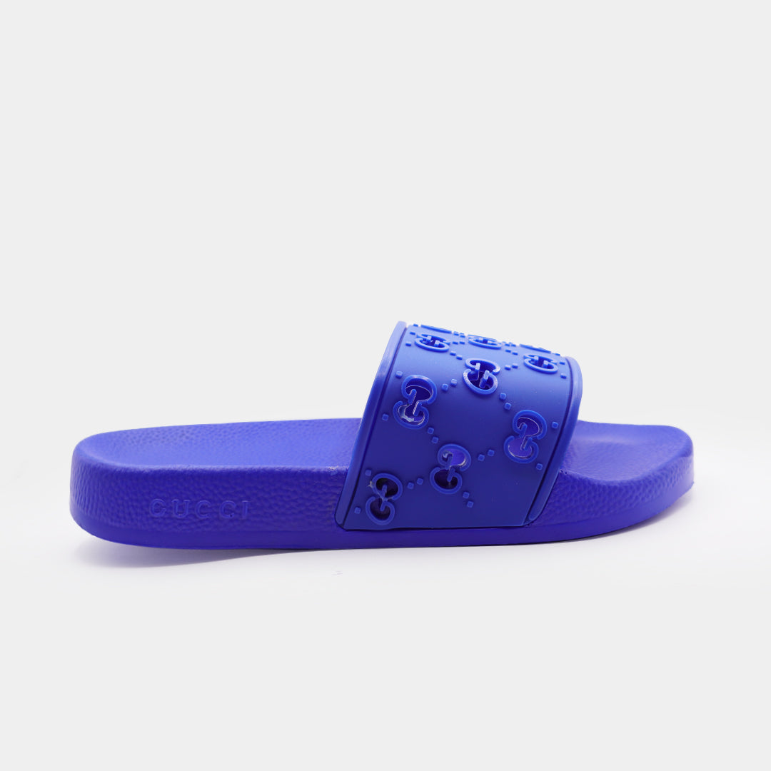gucci all over logo embellished premium quality blue medicated soft slipper