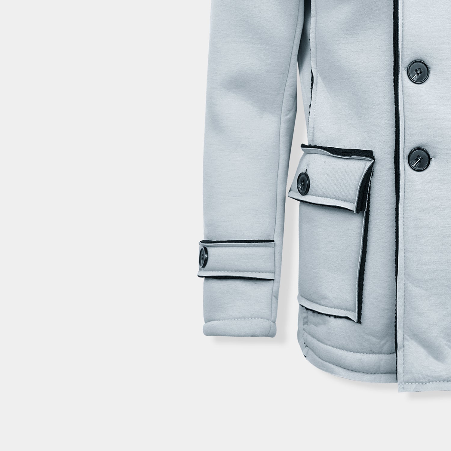 03-1 Premium Quality italian Breasted Slim Fit Winter Hooded Jacket - Image 4