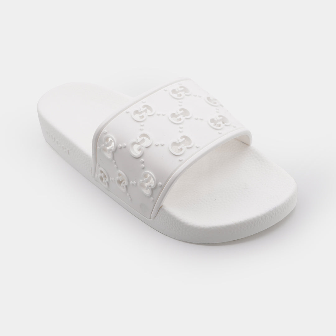 gucci all over logo embellished premium quality white medicated soft slipper