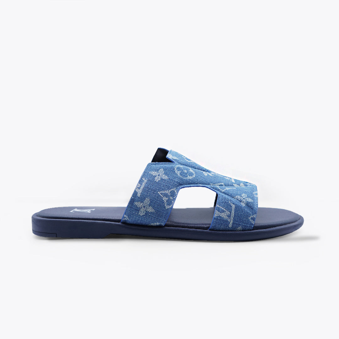 LV Blue High Quality Printed Oasis Denim Leather slipper - Image 4