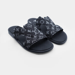 LV Black High Quality Printed Oasis Denim Leather slipper