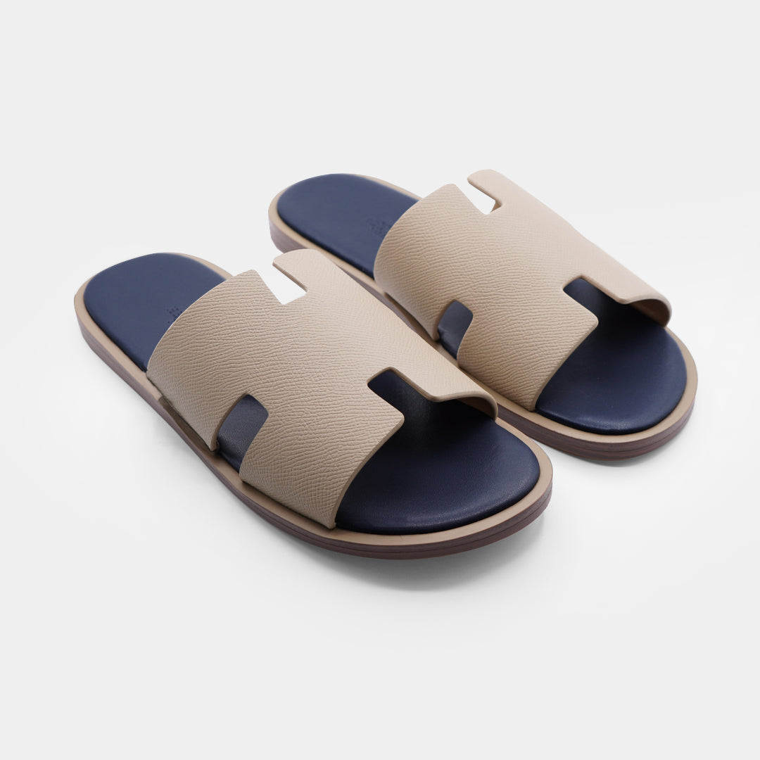 hermes high quality beige leather slipper