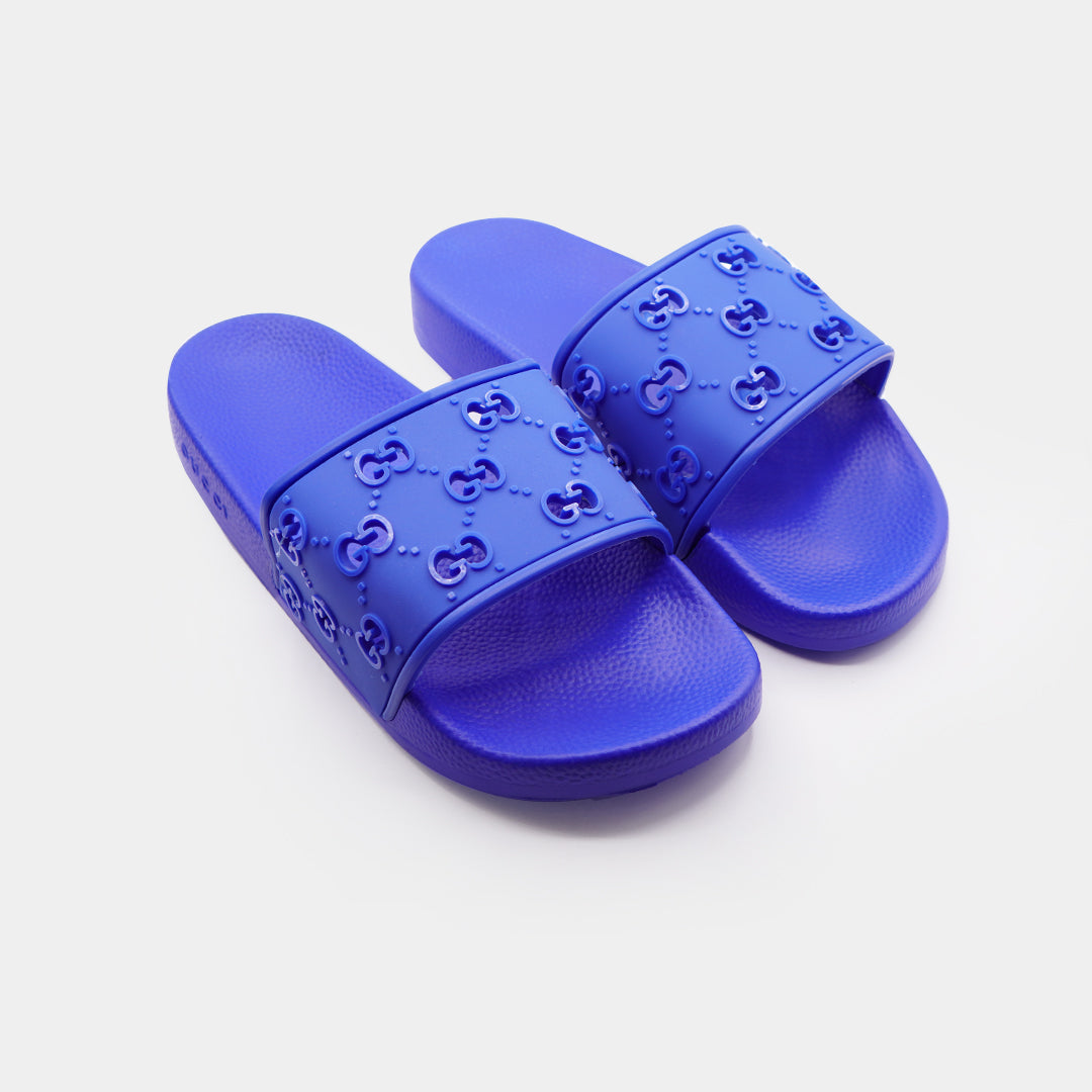 gucci all over logo embellished premium quality blue medicated soft slipper