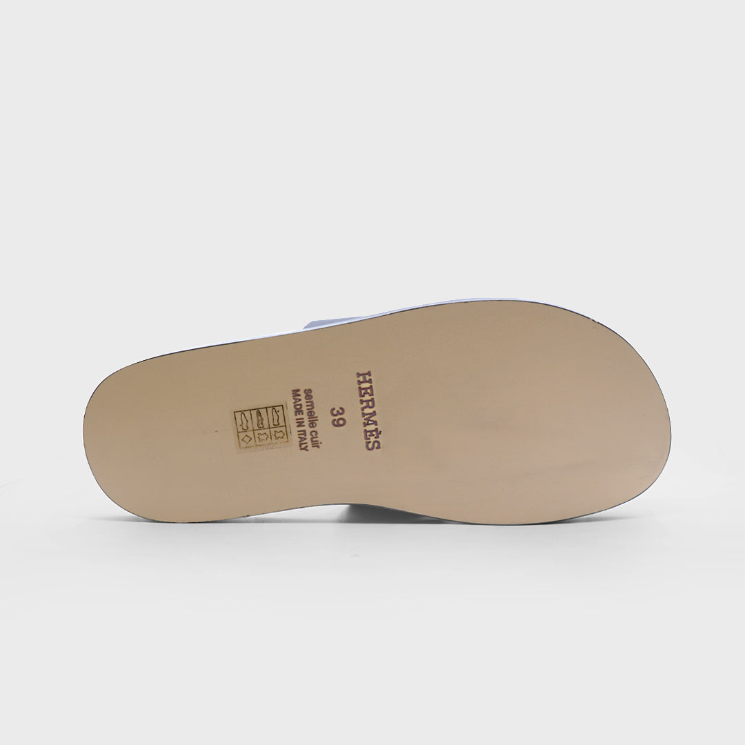 hermes high quality beige leather slipper