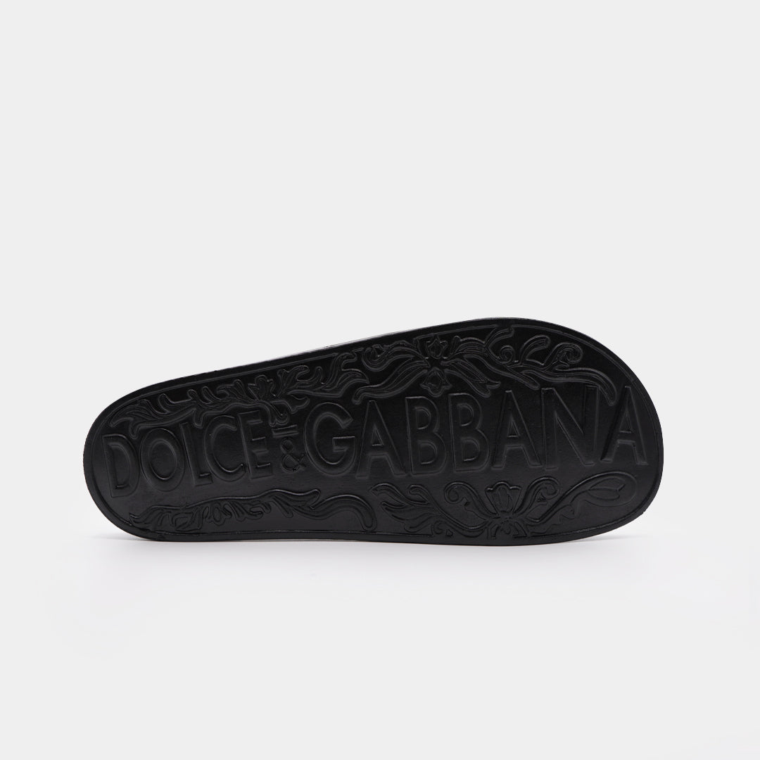 d&g all over logo embellished premium quality black medicated soft slipper