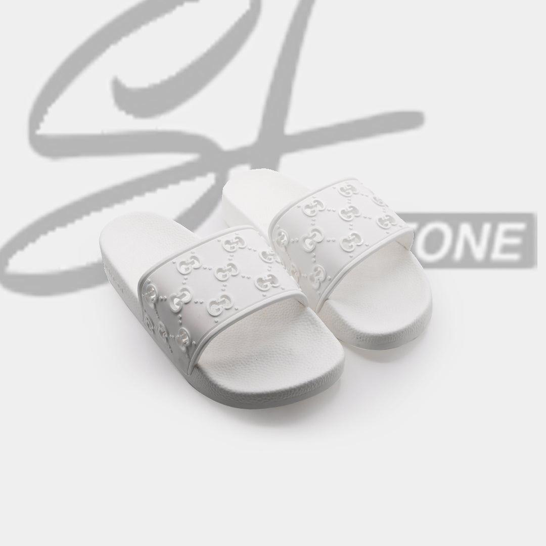 gucci all over logo embellished premium quality white medicated soft slipper