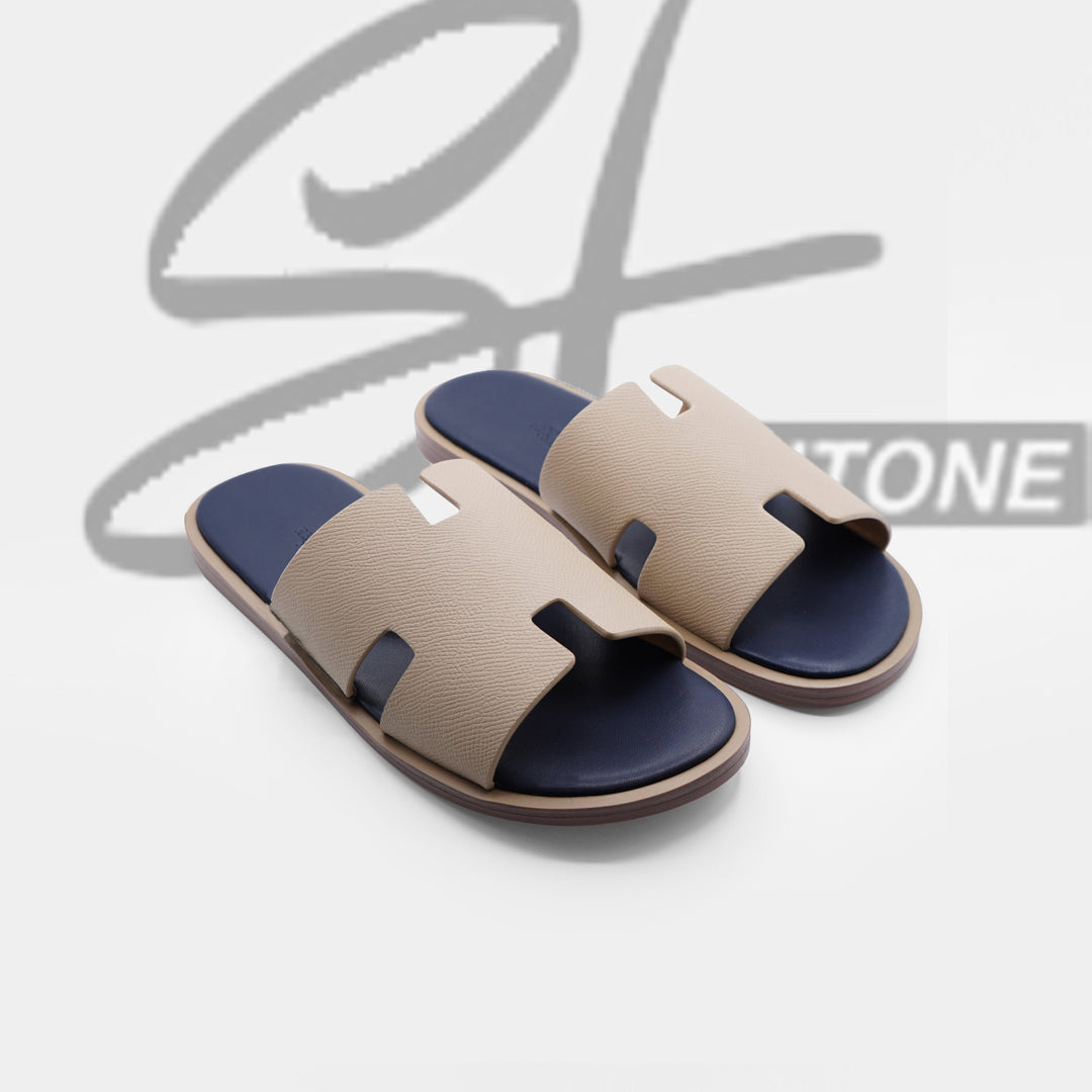 hermes high quality beige leather slipper