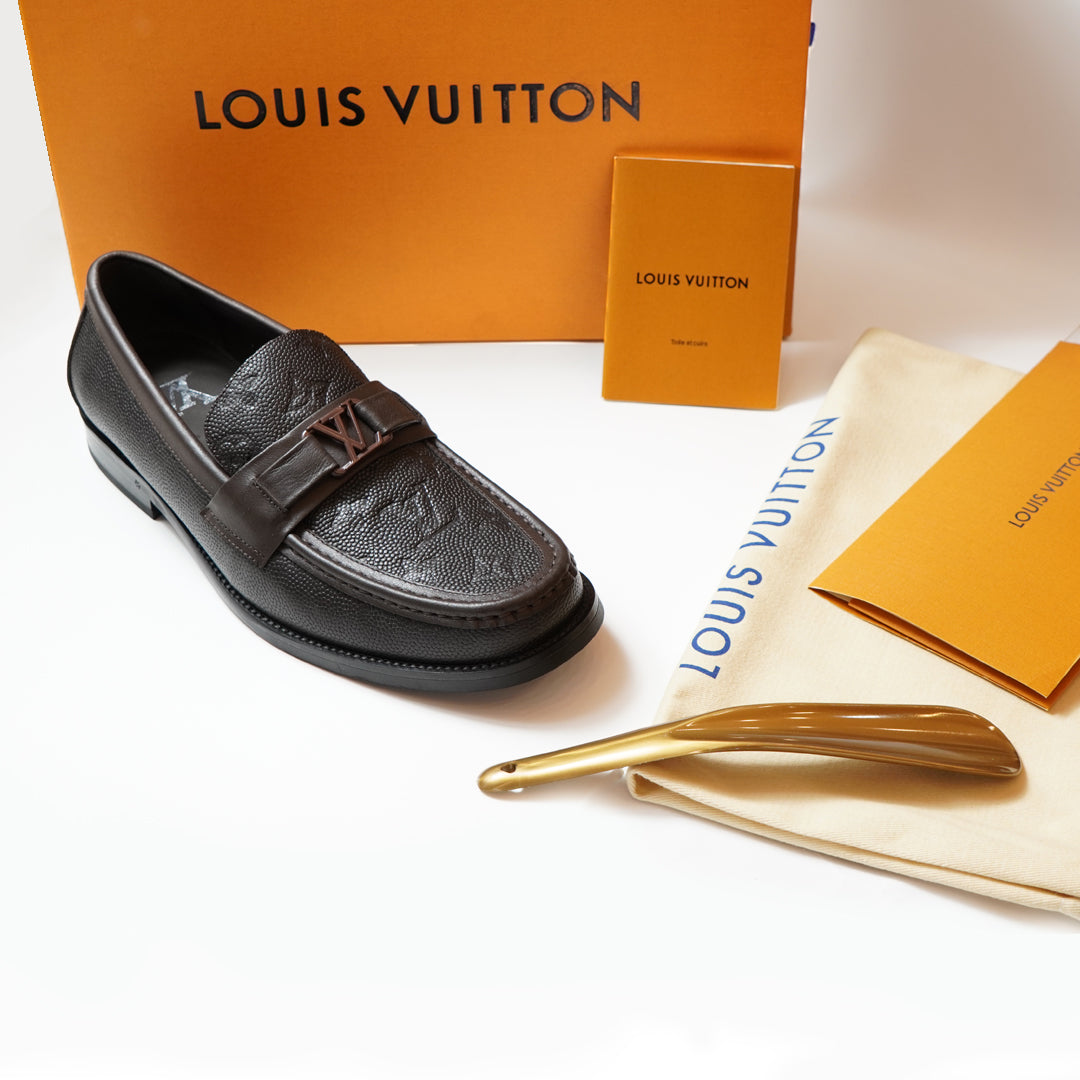 louis vuitton premium quality brown major loafer