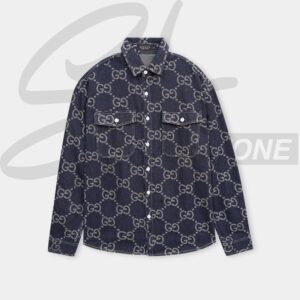 gucci premium quality all over printed denim casual shirt