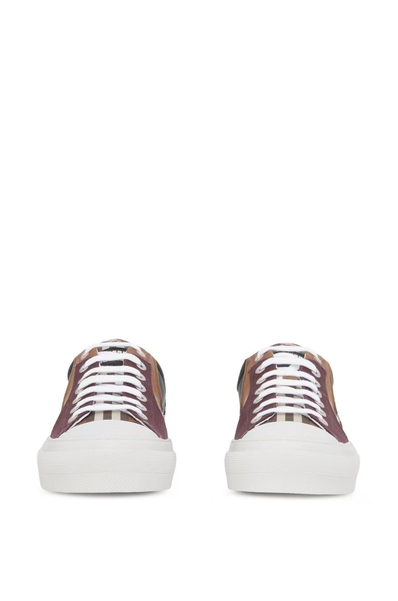 burberry premium white, apricot & brown low top sneakers