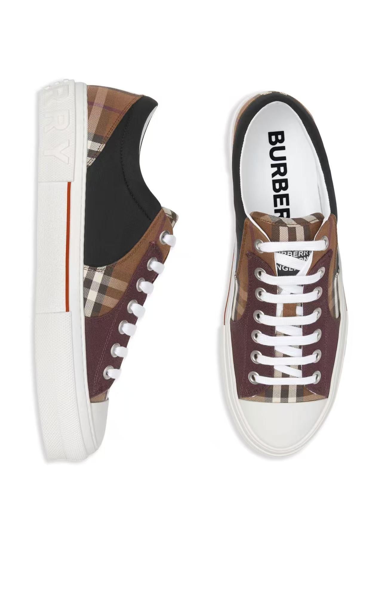 burberry premium white, apricot & brown low top sneakers
