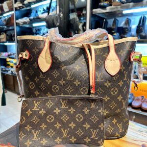 louis vuitton monogram canvas neverfull mm tote bag with pouch