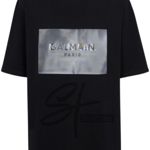 balmain paris premium black logo t shirt