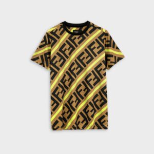 fendi yellow stripe roundneck t shirt