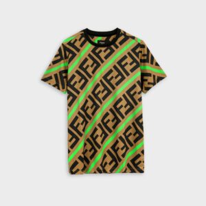 fendi green stripe roundneck t shirt