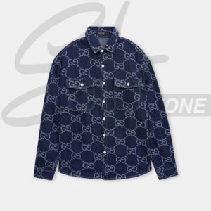 gucci premium quality all over printed denim casual shirt