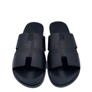 hermes in black high quality leather slipper