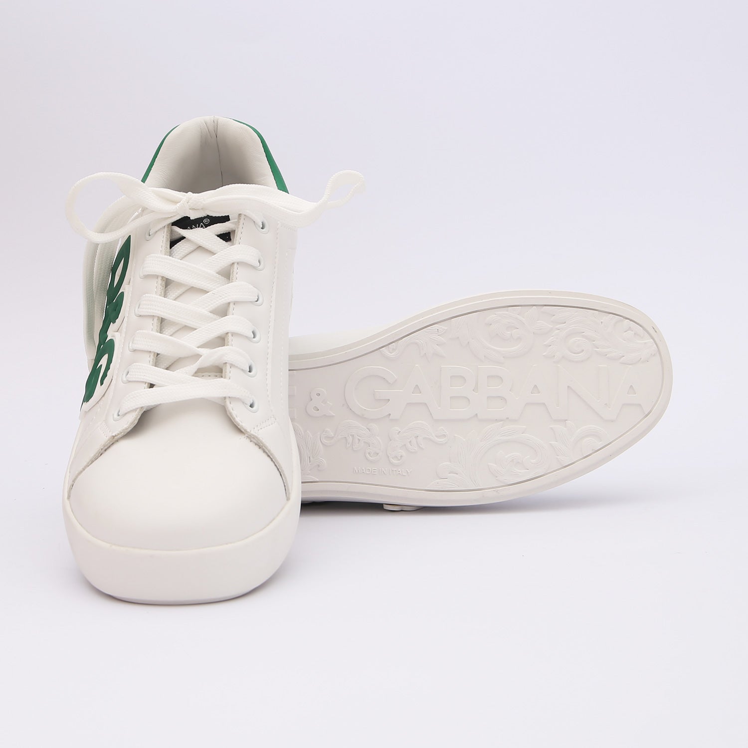 dolce & gabbana premium sneakers white & green dolce & gabbana premium sneakers white & green