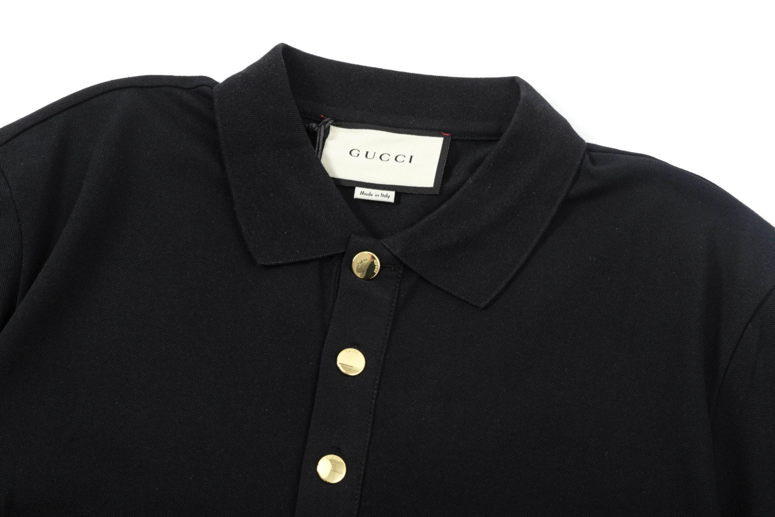 gucci web stripe black cotton polo shirt