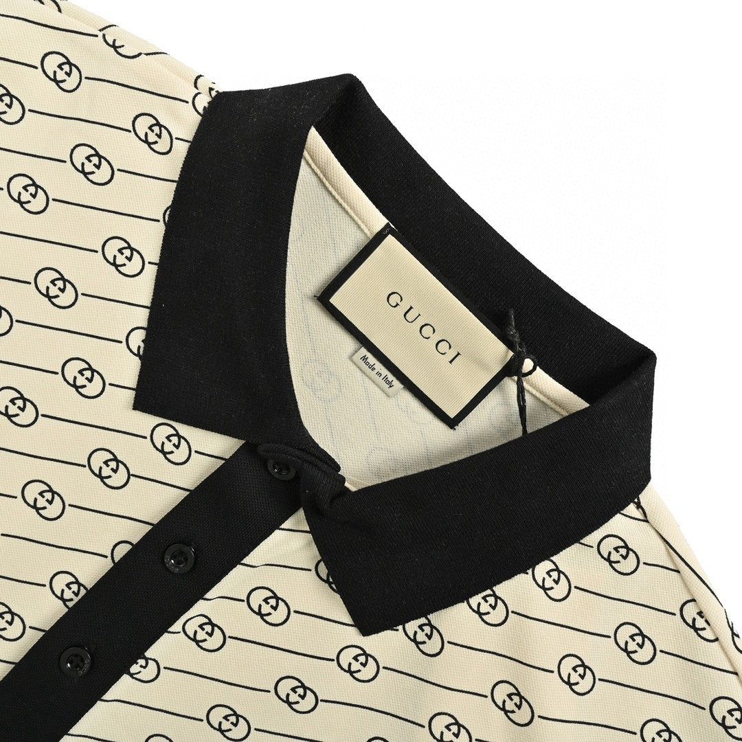gucci beige monogram polo shirt