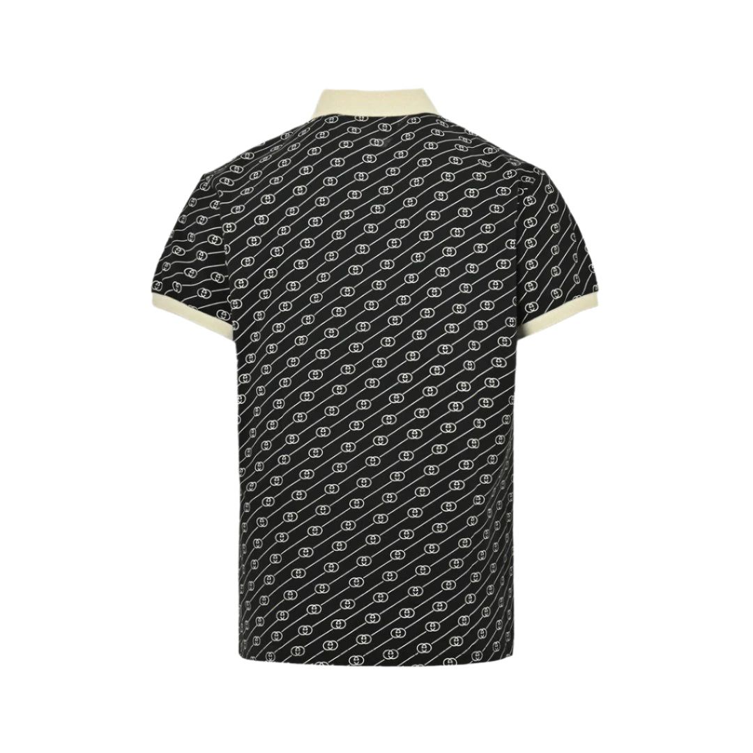 gucci black gg pattern polo shirt
