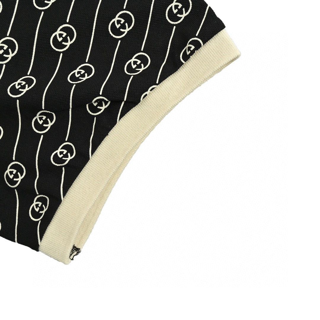 gucci black gg pattern polo shirt