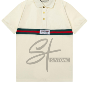 gucci web stripe beige cotton polo shirt