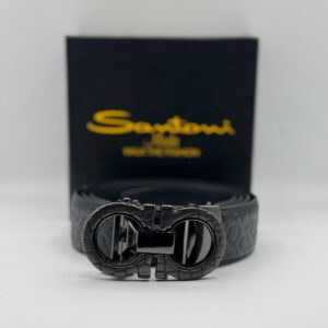 ferragamo inspired black embossed leather belt – premium edition