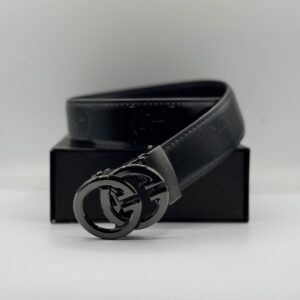 gucci inspired men’s leather belt – double g logo | luxury edition