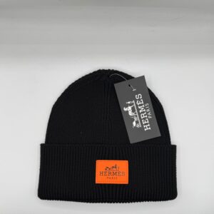 hermes paris black knitted beanie – premium winter cap