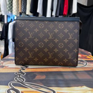 Luxury Men's Black & White Monogram Clutch Bag