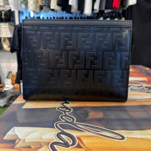 executive black textured monogram carryall