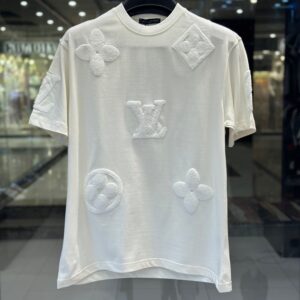 louis vuitton men's white 3d monogram embossed cotton t shirt