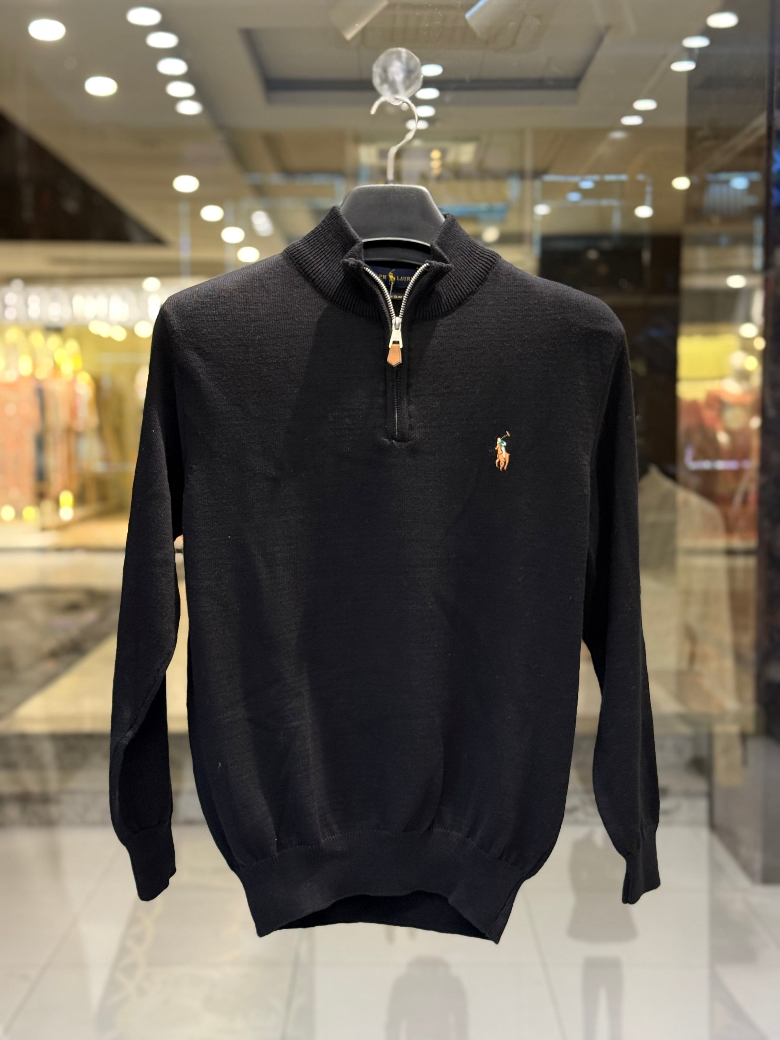 IMG_0547 Men’s Black Plain Knit Half Zip Sweater