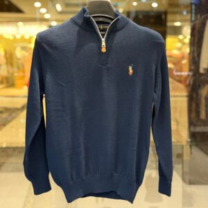 Premium Men's Navy Blue Half-Zip Pullover