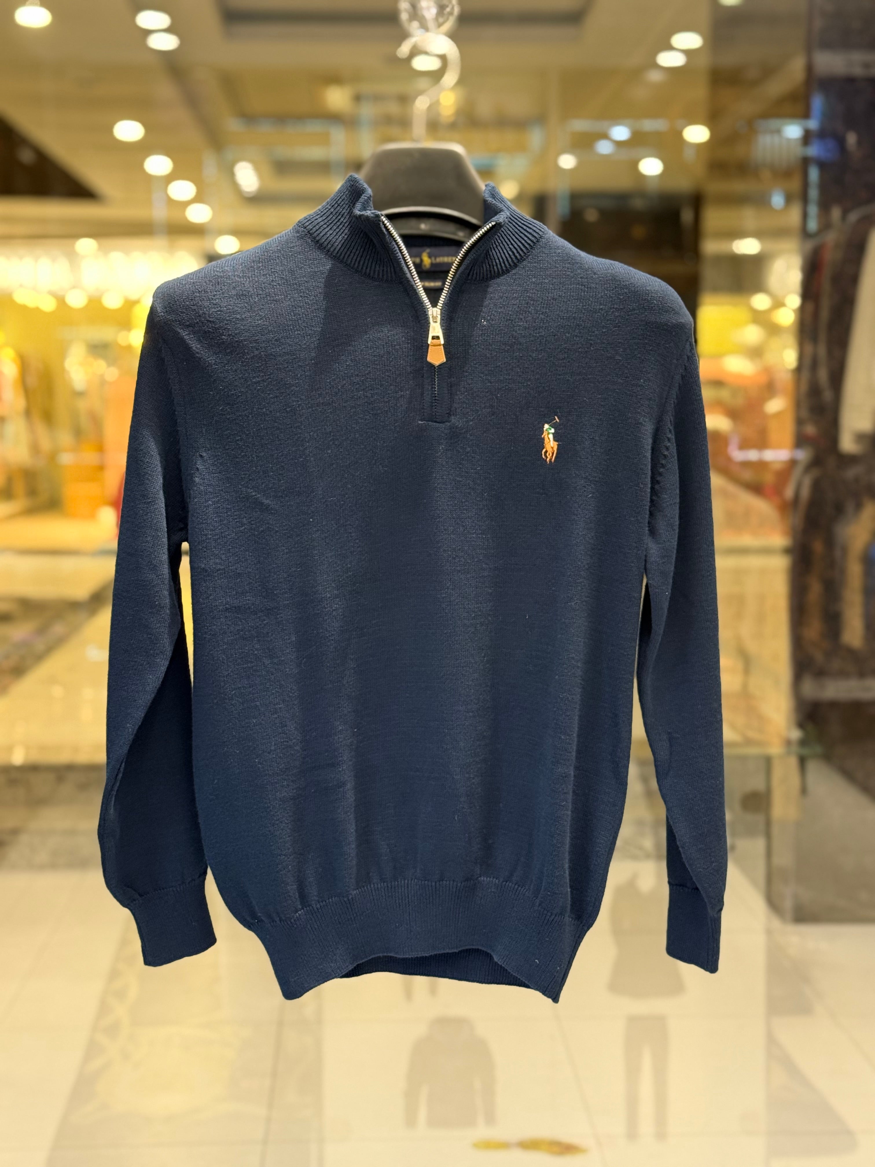 Premium Men's Navy Blue Half-Zip Pullover