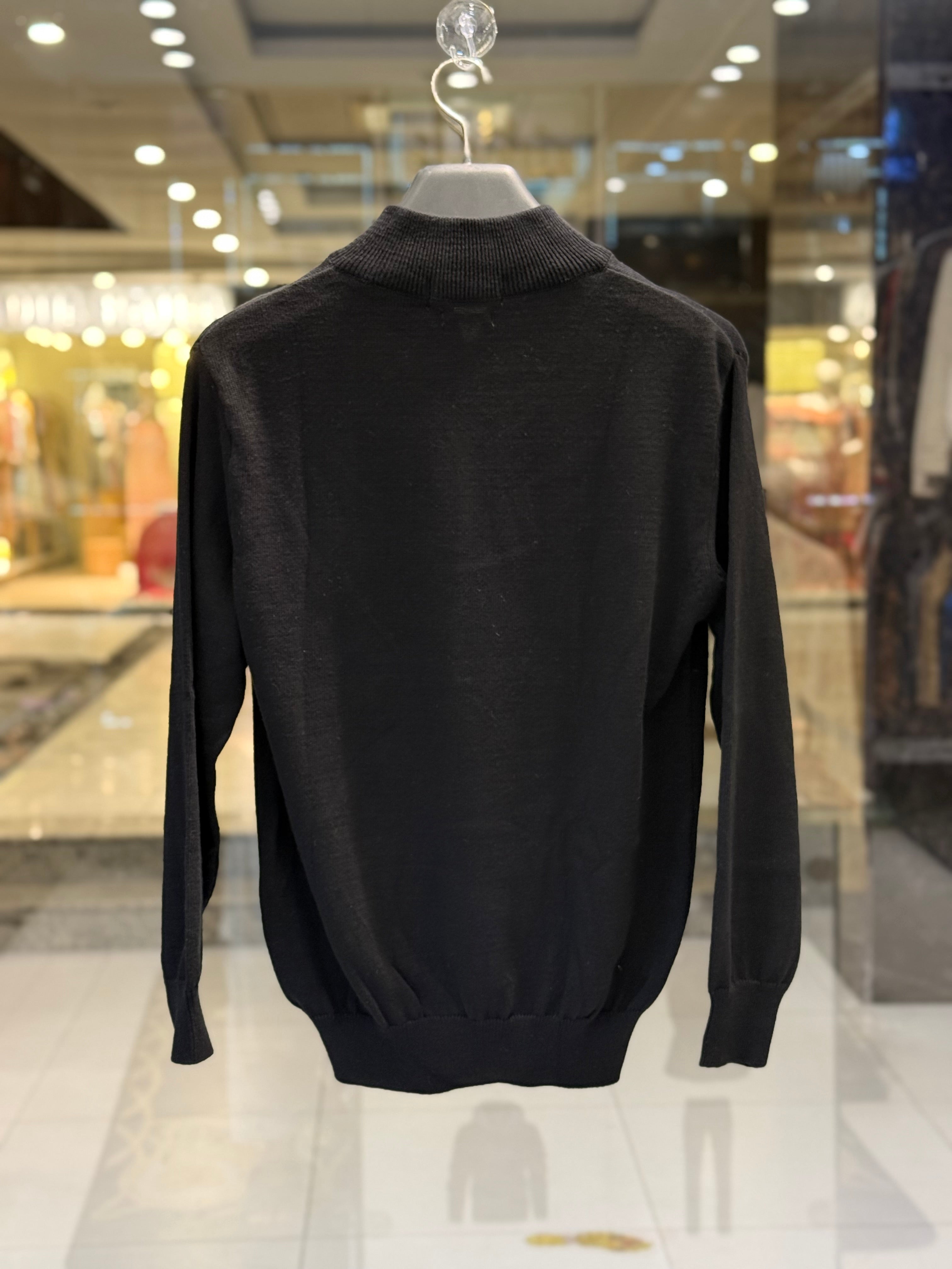IMG_0556 Men’s Black Plain Knit Half Zip Sweater - Image 4