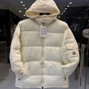 Premium Moncler Ivory Cream Hooded Puffer Jacket