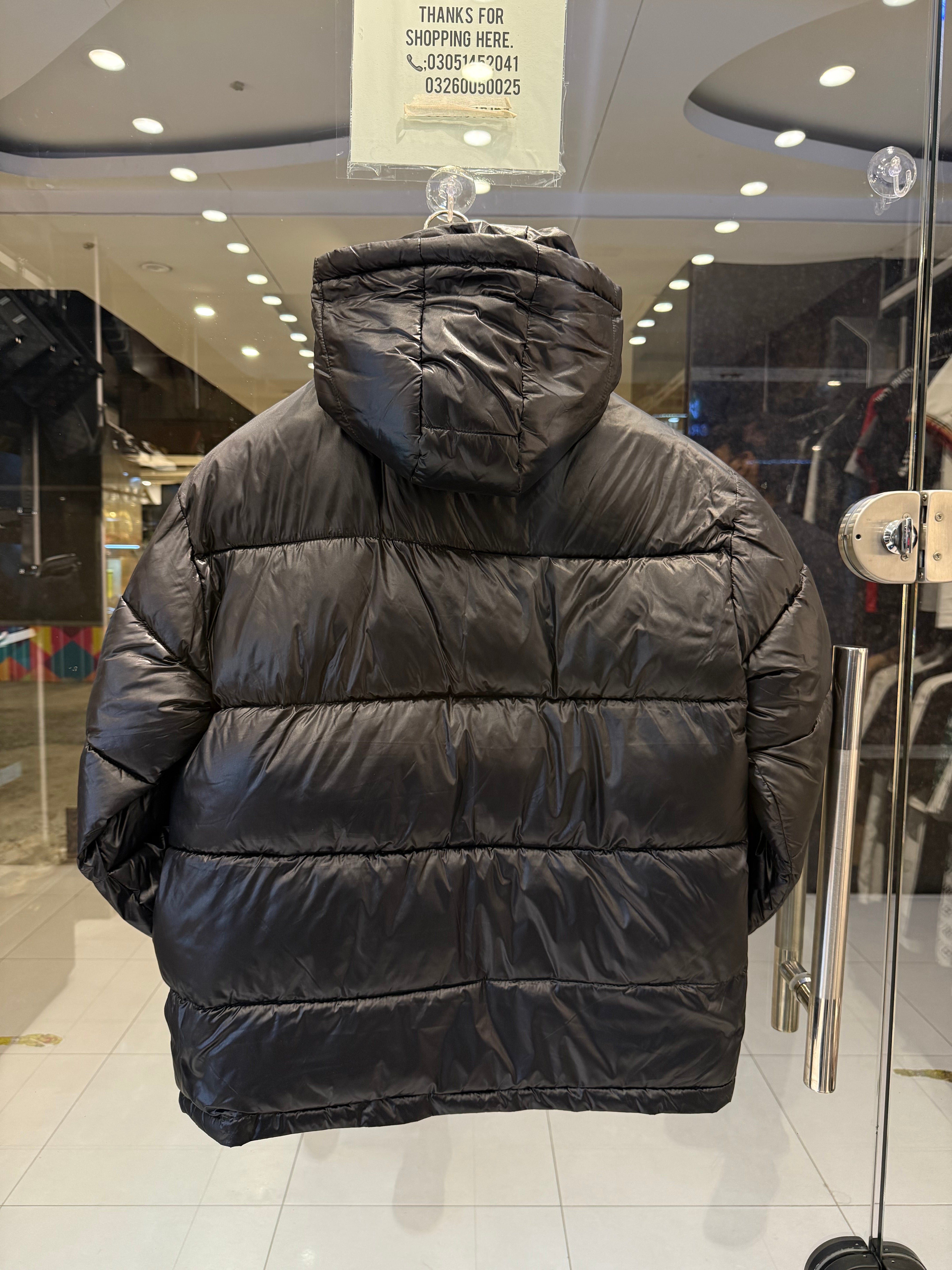 Men’s Black Hooded Puffer Jacket - Image 2