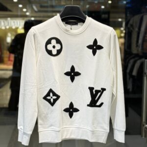 LV-inspired Premium White Sweatshirt