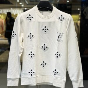 LV-inspired Premium White Sweatshirt