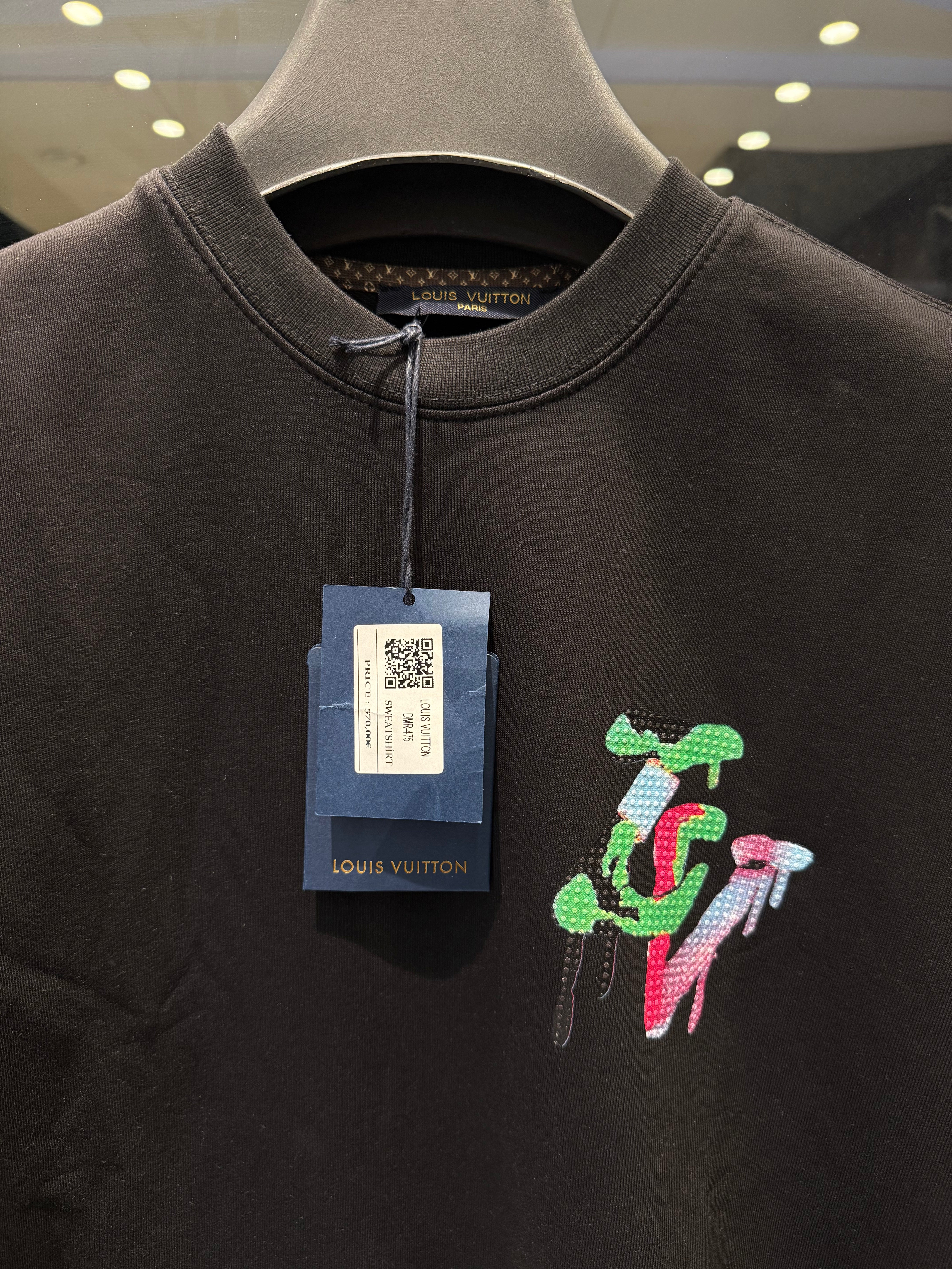 IMG_0965 LV-inspired Artistic Neon Monogram Black Sweatshirt - Image 3