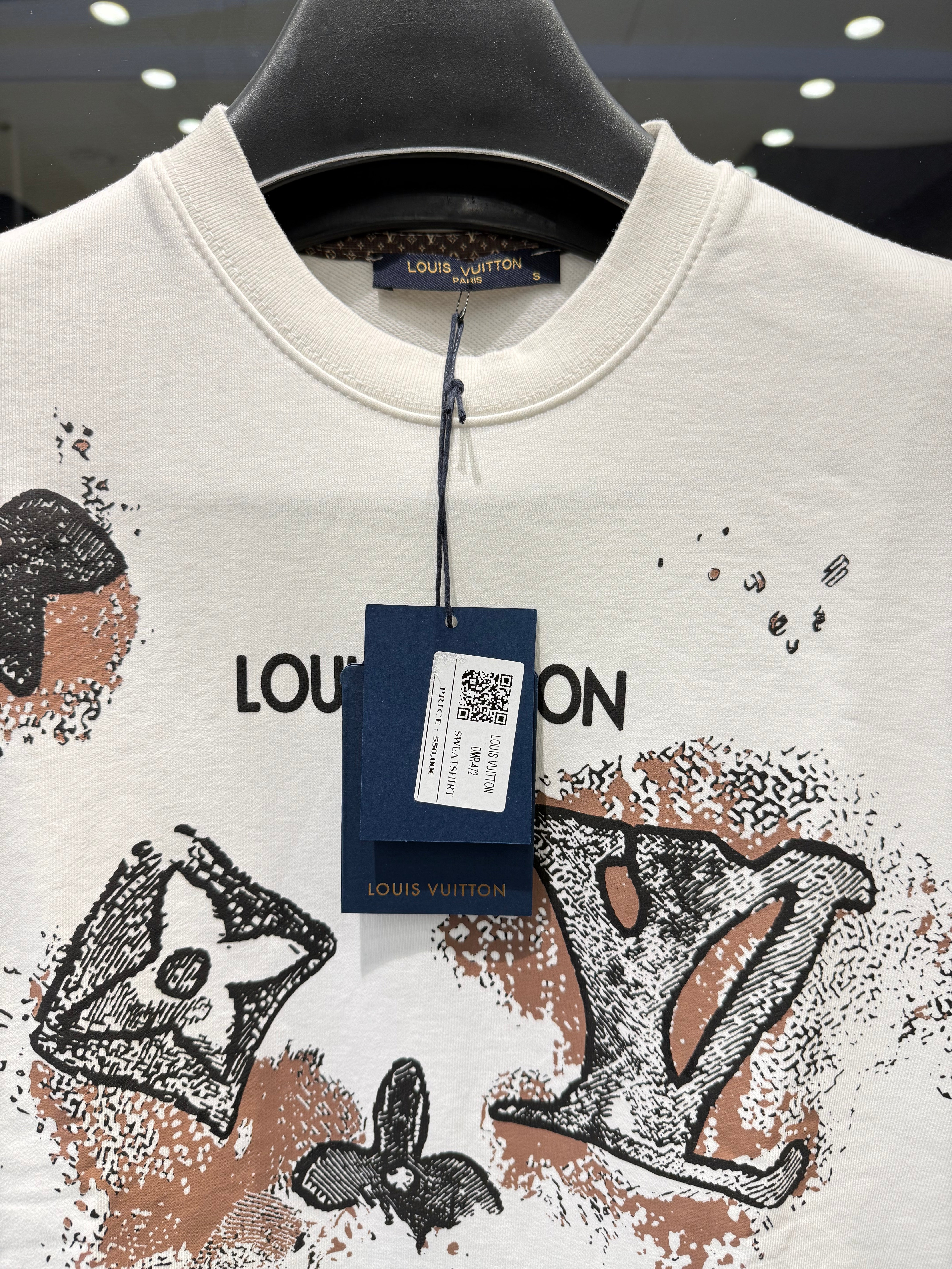 LV-inspired Streetwear Artistic White Sweatshirt - Image 2