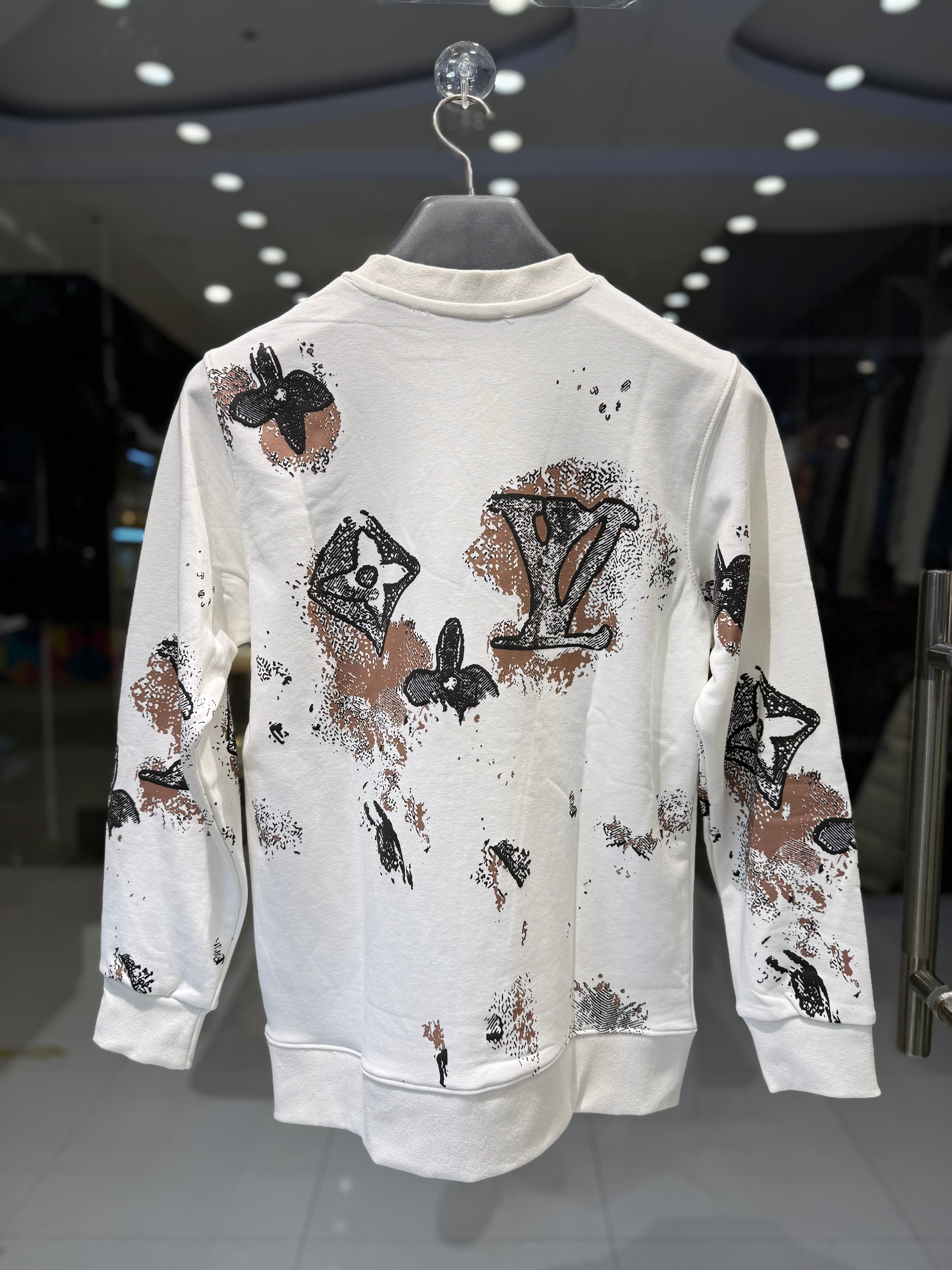 LV-inspired Streetwear Artistic White Sweatshirt - Image 3