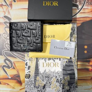 Premium Dior Oblique Monogram Embossed Leather Bi-Fold Wallet