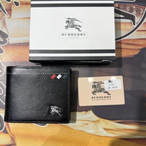 Premium Burberry London Signature Knight Embossed Leather Bi-Fold Wallet