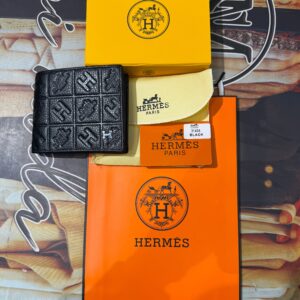 Premium Hermes Paris H-Logo Embossed Leather Designer Wallet