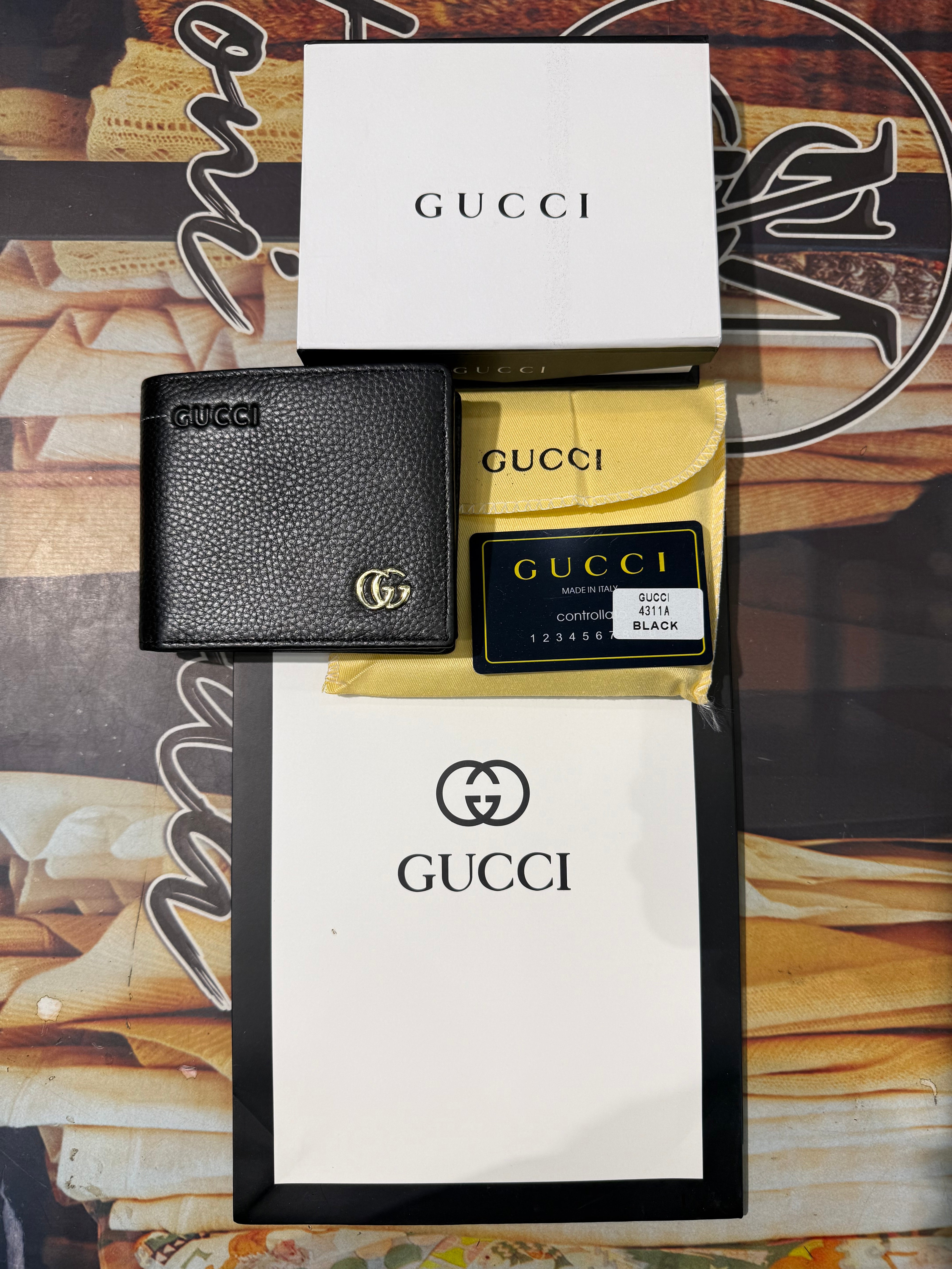 Premium Gucci Marmont Grainy Leather Designer Bi-Fold Wallet
